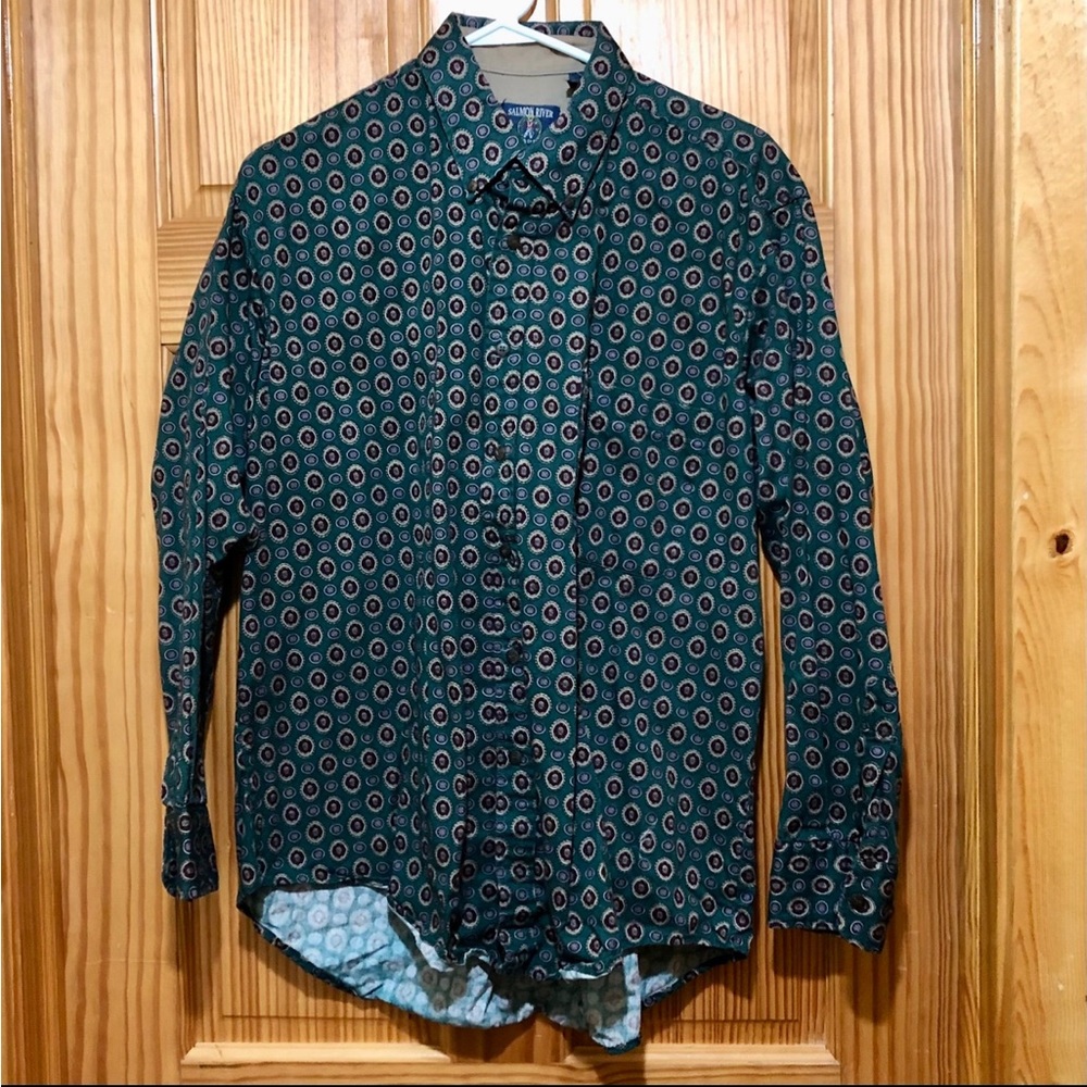 VTG SALMON RIVER TRADERS Button down collared LS shirt Cotton 1980s-90s